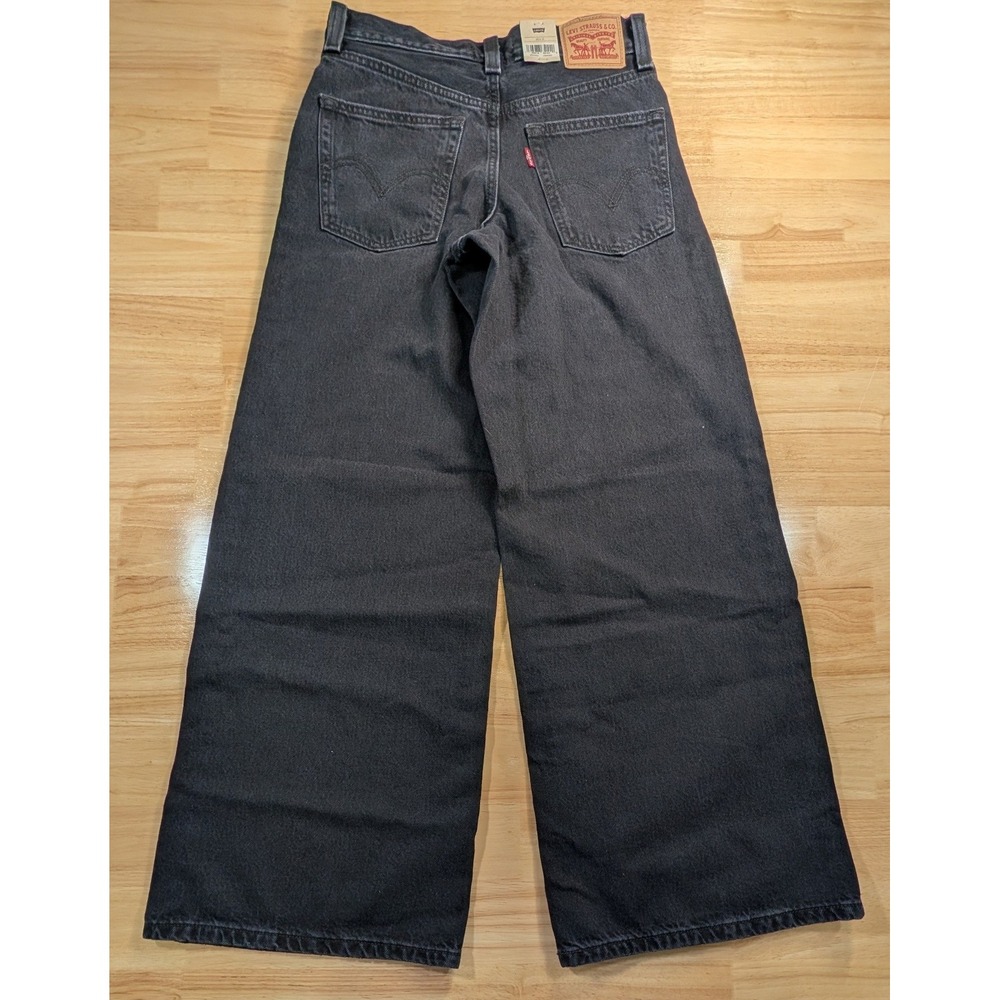 Levis 94 Baggy Wide Leg Jeans Womens 25 Black High Rise Denim A5929-0006 NEW - Picture 7 of 11